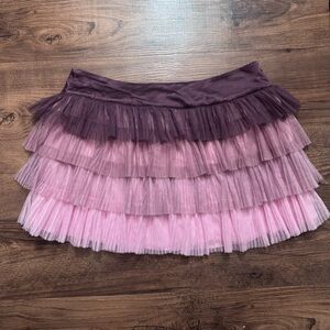 Y2K Bebe Purple Pink Ruffle Fairycore Tiered Mini Skirt